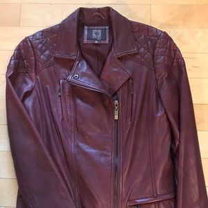 LIKE-NEW Burgundy Leather Moto Jacket 🍷